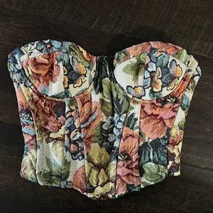 Bershka Floral Corset Bustier Top with Straps